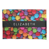 キャンディカラフル、キャンディボタン、スイーツ、お名前 枕カバー (正面)