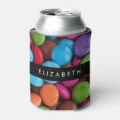 キャンディカラフル、キャンディボタン、スイーツ、お名前 缶クーラー (缶正面)