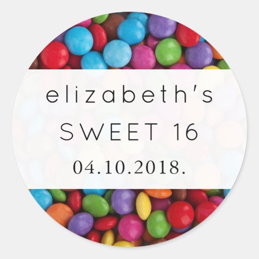 キャンディカラフル、キャンディボタン、スイーツ、スイーツ16 ラウンドシール (正面)