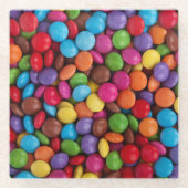 キャンディカラフル、キャンディボタン、スイーツ、食べ物 ガラスコースター (正面)