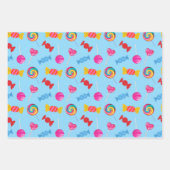 キャンディカラフル&棒つきキャンデーパターン ラッピングペーパーシート (正面3)