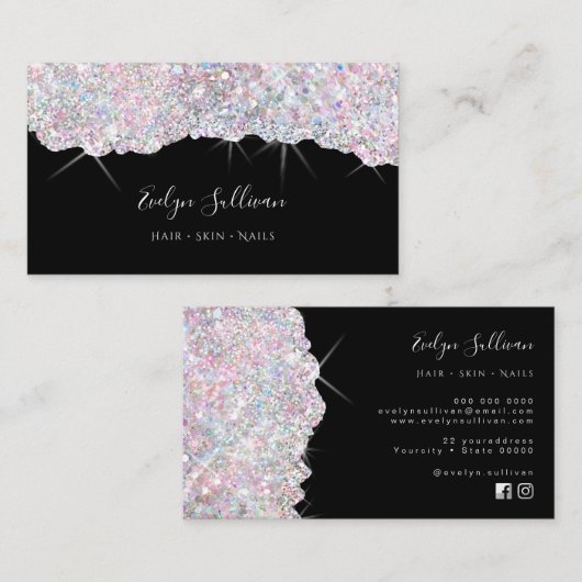 キャンディカラーグリッターテクスチャ名刺 名刺 (正面/裏面)