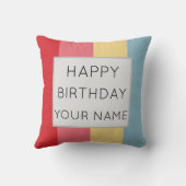 キャンディカラーストライプのハッピーバースデー クッション (裏面)