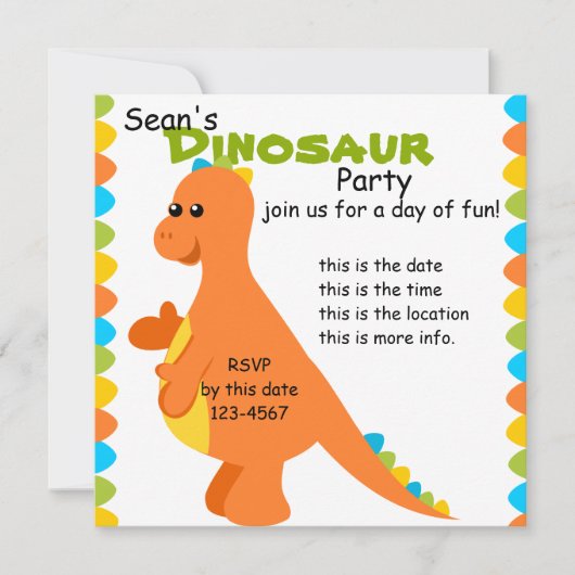 キャンディカラーズディノ 招待状 (正面)