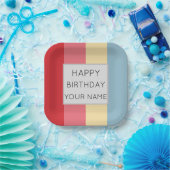 キャンディカラー縦ストライプ ペーパープレート (パーティー)