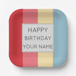 キャンディカラー縦ストライプ ペーパープレート