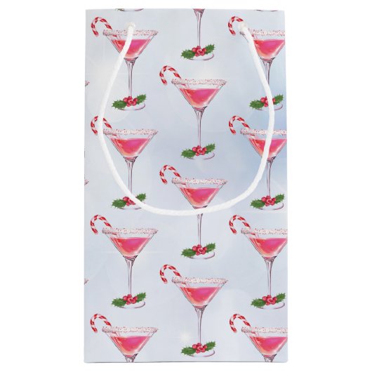 キャンディカンとカクテルパターンクリスマス スモールペーパーバッグ (裏面)