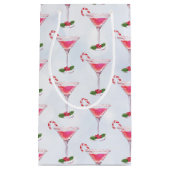 キャンディカンとカクテルパターンクリスマス スモールペーパーバッグ (正面)