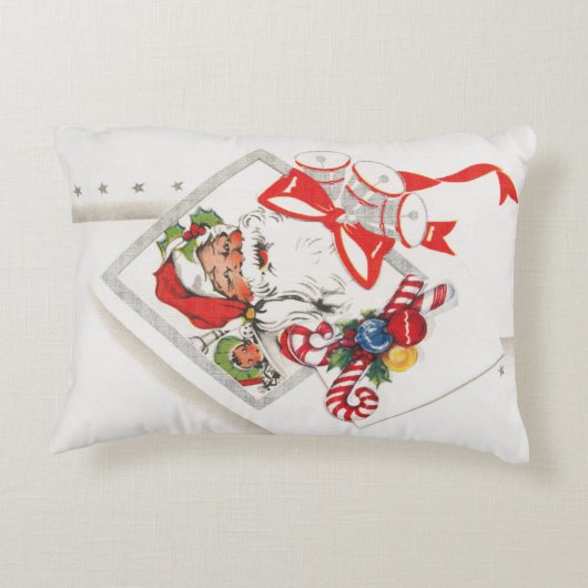 キャンディカンとサンタクロースのヴィンテージクリスマス アクセントクッション (裏面)