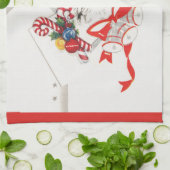 キャンディカンとサンタクロースのヴィンテージクリスマス キッチンタオル (折り畳み)