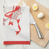 キャンディカンとサンタクロースのヴィンテージクリスマス キッチンタオル (四つ折り)