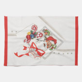 キャンディカンとサンタクロースのヴィンテージクリスマス キッチンタオル (横)