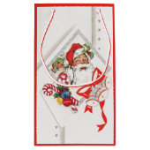 キャンディカンとサンタクロースのヴィンテージクリスマス スモールペーパーバッグ (裏面)