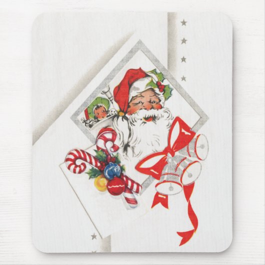 キャンディカンとサンタクロースのヴィンテージクリスマス マウスパッド (正面)