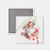 キャンディカンとサンタクロースのヴィンテージクリスマス マグネット (正面/裏面)