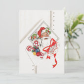 キャンディカンとサンタクロースのヴィンテージクリスマス 招待状 (スタンド正面)