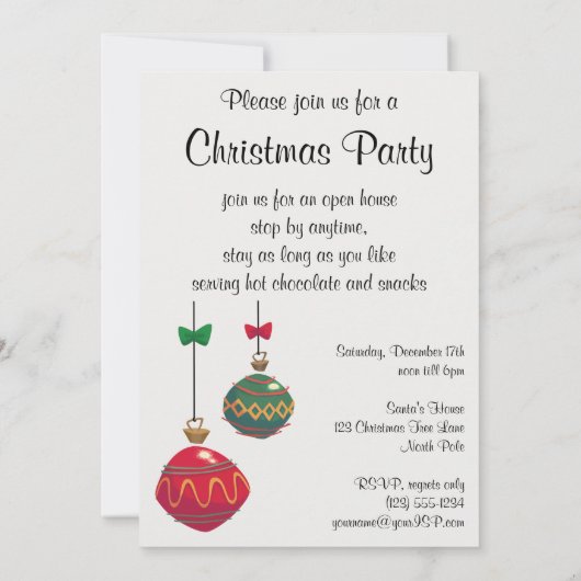 キャンディカンとサンタクロースのヴィンテージクリスマス 招待状 (裏面)