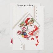 キャンディカンとサンタクロースのヴィンテージクリスマス 招待状 (正面/裏面)