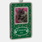 キャンディキャネスキャットフォトグリーンオーナメント シルバープレートフレームオーナメント (右)