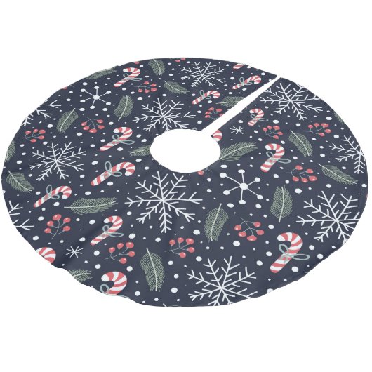 キャンディキャンとスノーフレークのクリスマスツリースカート ブラッシュドポリエステルツリースカート (アングル)