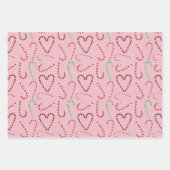 キャンディキャンとリボンでホリデーギフトラップ ラッピングペーパーシート (正面)