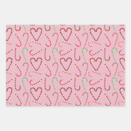 キャンディキャンとリボンでホリデーギフトラップ ラッピングペーパーシート