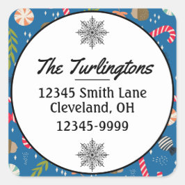 キャンディキャンと包まれたクリスマスキャンディ差出人住所 スクエアシール