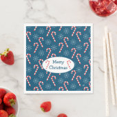 キャンディキャンと雪の結晶ブルークリスマス スタンダードランチョンナプキン (インサイチュ)