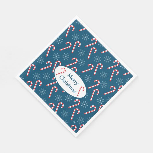 キャンディキャンと雪の結晶ブルークリスマス スタンダードランチョンナプキン (角)