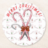 キャンディキャンの背景 ラウンドペーパーコースター (正面)