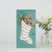 キャンディキャンカード付きヴィンテージクリスマスストッキング (スタンド正面)