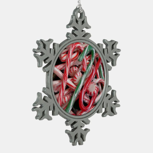 キャンディキャンズとペパーミントクリスマスホリデー スノーフレークピューターオーナメント (左)