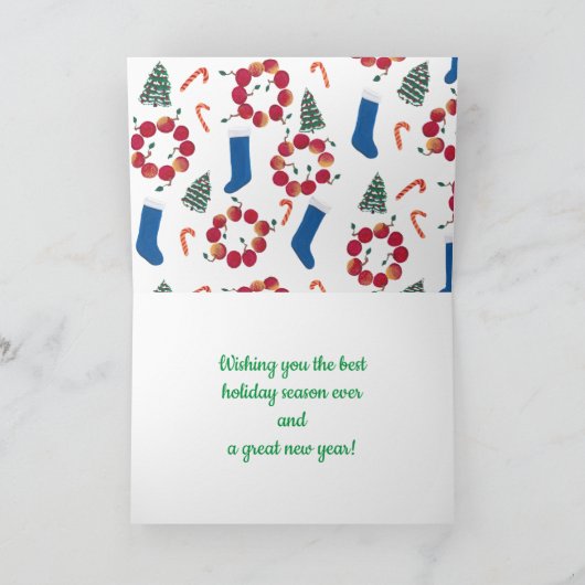 キャンディキャンズアップルレスクリスマスリースクリスマスストッキング カード (内部)