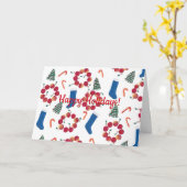 キャンディキャンズアップルレスクリスマスリースクリスマスストッキング カード (黄色い花)