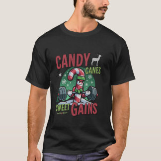 キャンディキャンズスウィートゲーおもしろいズジムトレーニングクリスマ Tシャツ