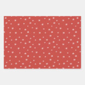 キャンディキャンズドットと雪の結晶レッドクリスマス ラッピングペーパーシート (正面2)