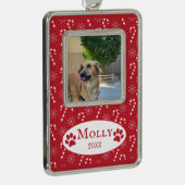 キャンディキャンズパターンドッグフォトレッドフレームオーナメント シルバープレートフレームオーナメント (右)