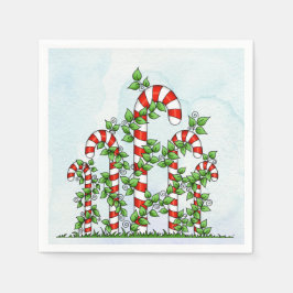 キャンディキャンズ&つる植物クリスマスナプキン スタンダードカクテルナプキン
