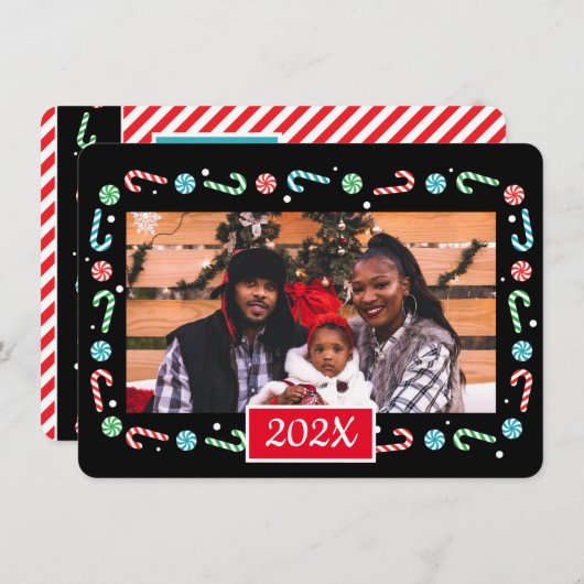 キャンディキャンセスクリスマスフレーム(自分の写真を追加) H シーズンカード (正面/裏面)