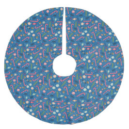 キャンディキャンディと包まれたクリスマスキャンディ ブラッシュドポリエステルツリースカート