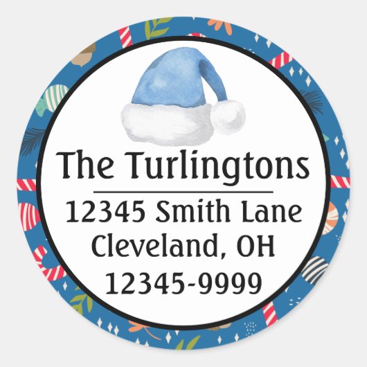 キャンディキャンディと包まれたクリスマスキャンディ ラウンドシール (正面)