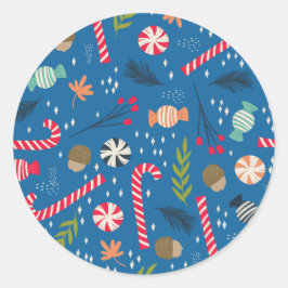 キャンディキャンディと包まれたクリスマスキャンディ ラウンドシール