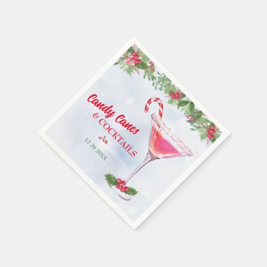 キャンディキャン&カクテルクリスマスホリデーパーティー スタンダードカクテルナプキン (角)