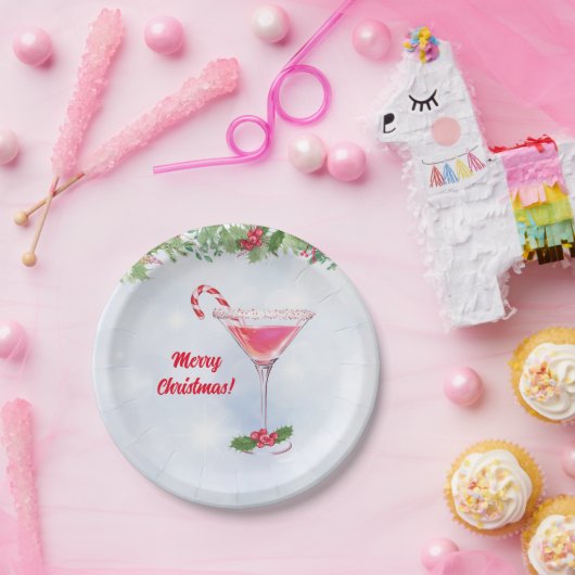 キャンディキャン&カクテルクリスマスホリデーパーティー ペーパープレート (パーティー)