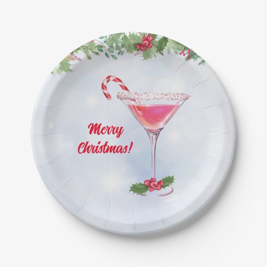 キャンディキャン&カクテルクリスマスホリデーパーティー ペーパープレート (正面)