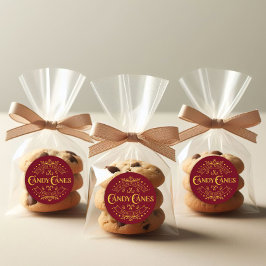 「キャンディキャン」クリスマスレッドステッカー ラウンドシール