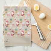 キャンディキュートサンタクリスマスイラストレーション キッチンタオル (四つ折り)