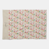 キャンディキュートサンタクリスマスイラストレーション キッチンタオル (横)