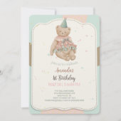 キャンディキュートベアー1歳の誕生日招待状 招待状 (正面)