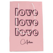 キャンディクールピンククリーン3 x愛 | パステルバラ ミディアムペーパーバッグ (正面)